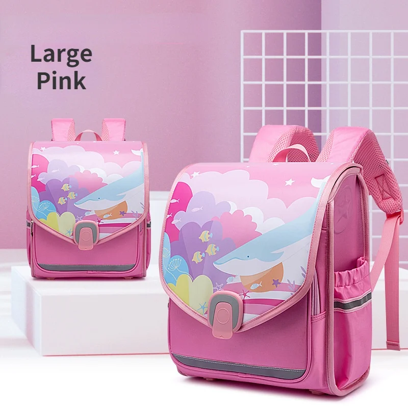 Girls Princess Mermaid Boys UFO Fashion British Style Backpacks New Children Cartoon Large Capacity Reflective Schoolbags Hot