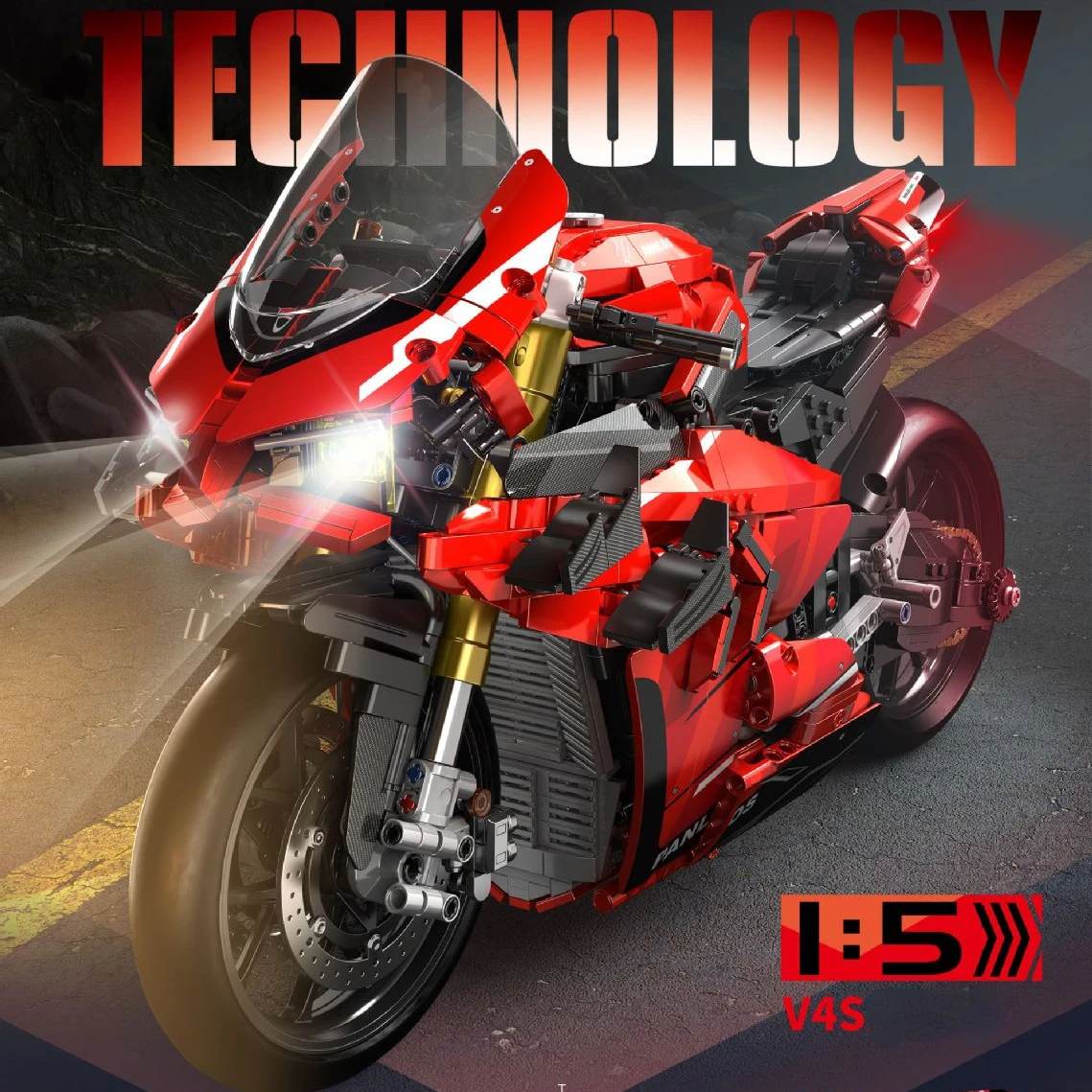 With Lamp Technical Motorcycle Model Building Blocks City Sp