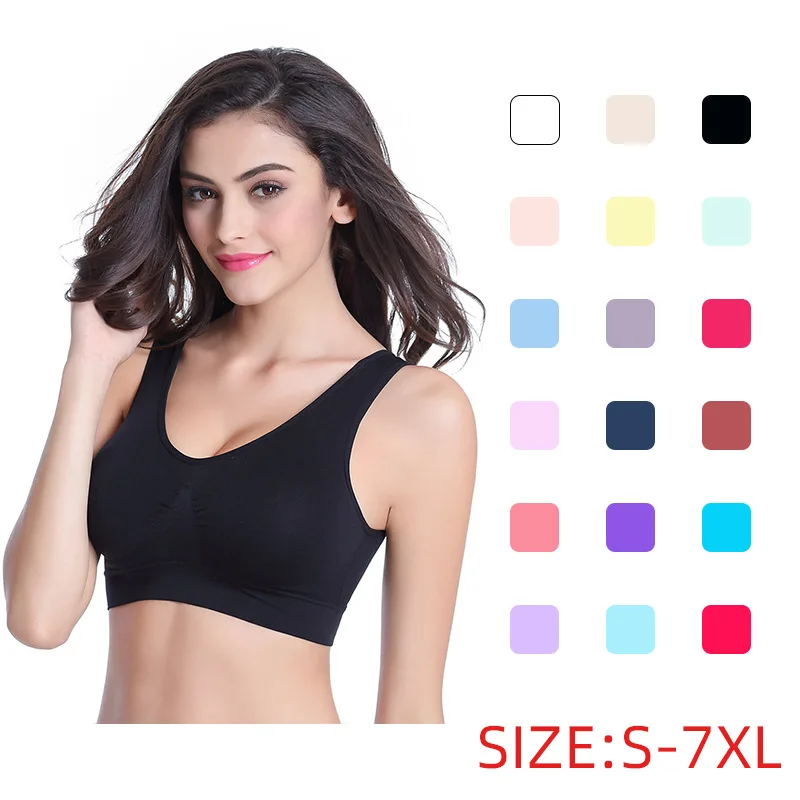 

Seamless Bra With Pads Plus Size Bras For Women Active Bra Wireless Brassiere Push Up Big Size Vest Wireless 7XL