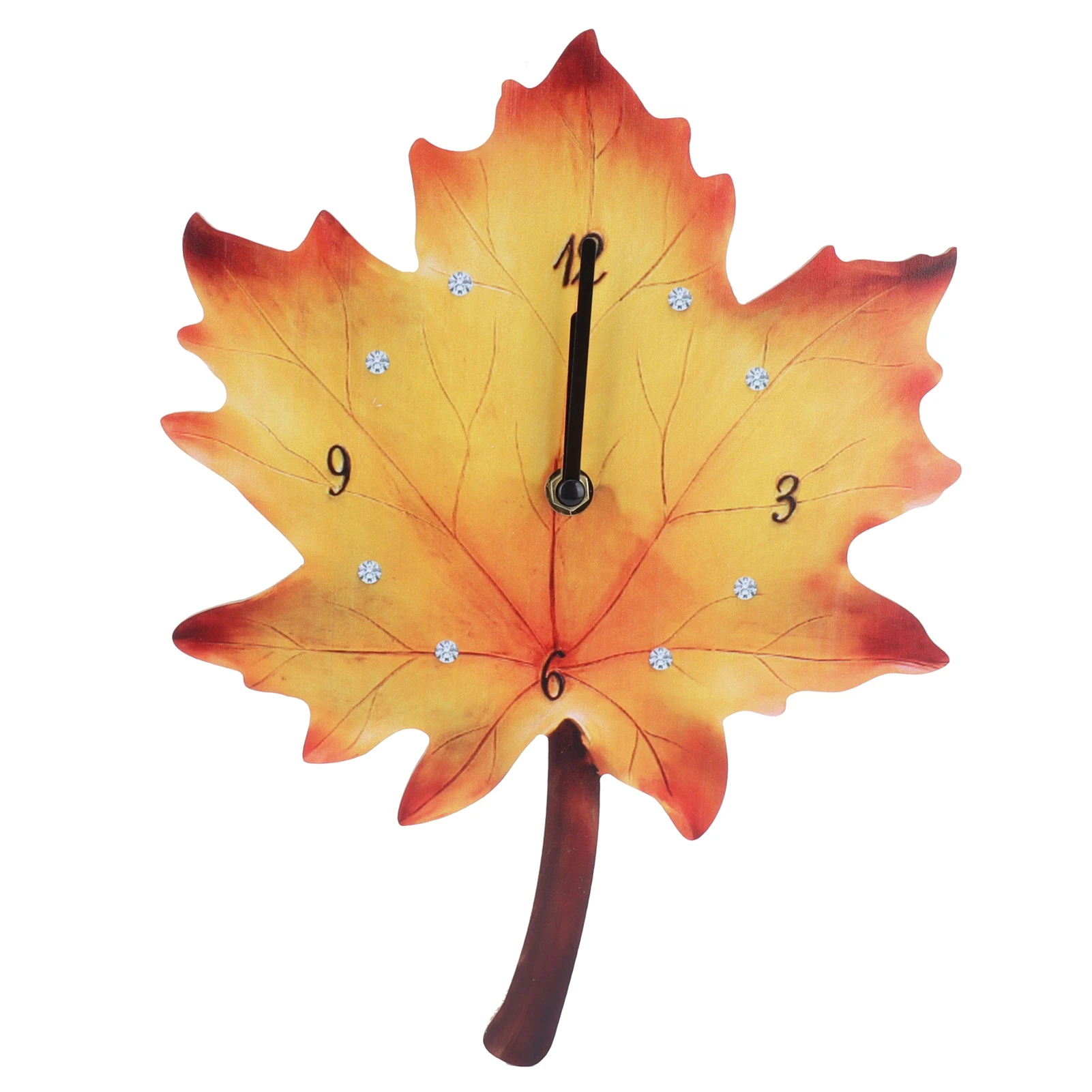 

Maple Leaf Shape Wall Clock Living Room Dining Room Decoration Mute Wall Clock Natural Elements Wall Clock