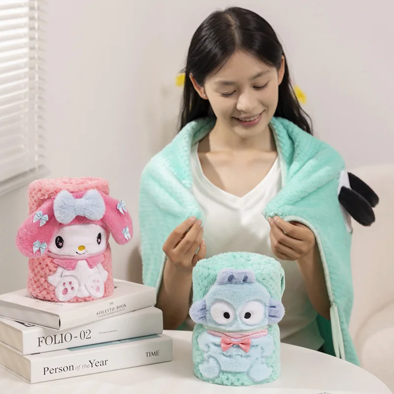 Двустороннее фланелевое одеяло Sanrio Hello Kitty Kuromi Cinnamoroll Pachacco для дивана