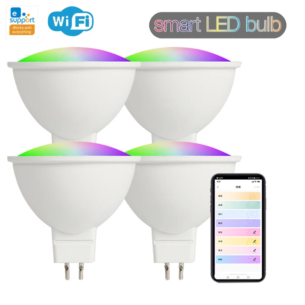 Умная лампа MR16 с поддержкой Wi-Fi RGB + CW 5 Вт 12 В