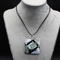 abalone black natural shell irregular square pendant necklace for jewelry making diy accessories charms gift party decor 55x55mm
