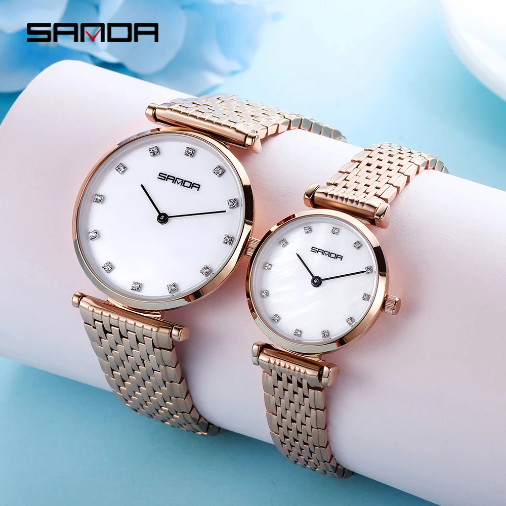 SANDA Couples' Watch Original Luxury Thin Men and Women'S Watches Fashionable Quartz Bracelets Clock Gift Female Wristwatch