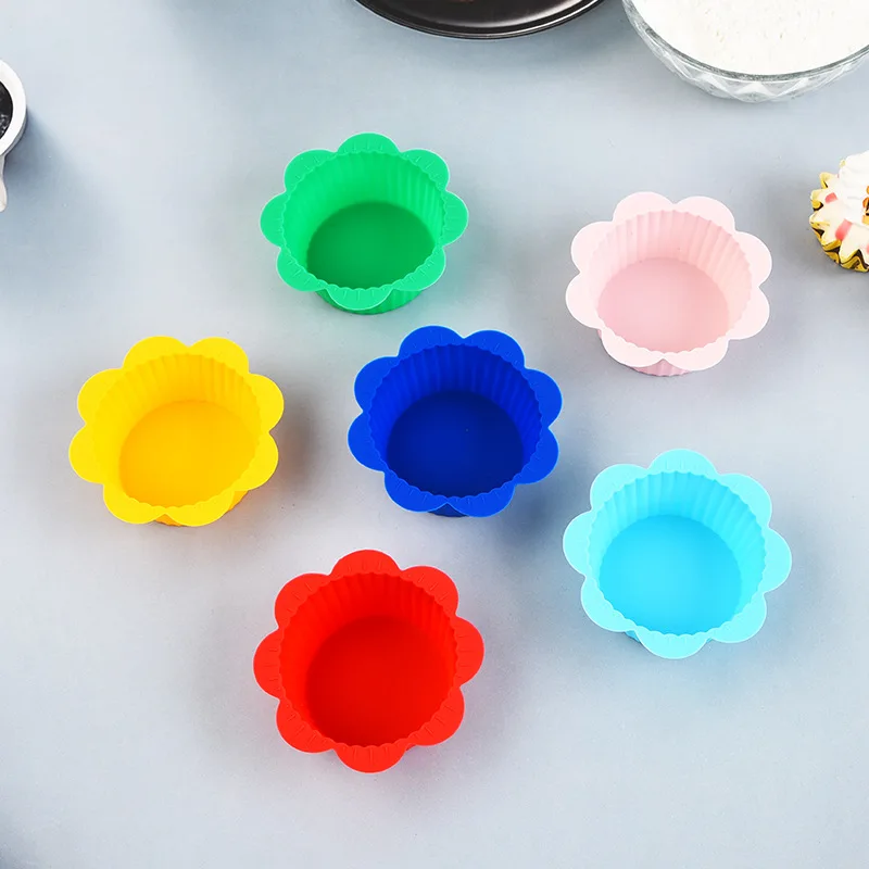 

6Pcs Cake Muffin Silicone Mold Baking Liner High Temperature Easy Demoulding Muffin Cup Home Kitchen Oven Tool