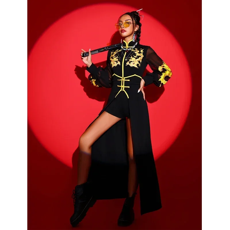 Наряд для рейва в китайском стиле одежда хип-хоп женский костюм танцовщицы Gogo