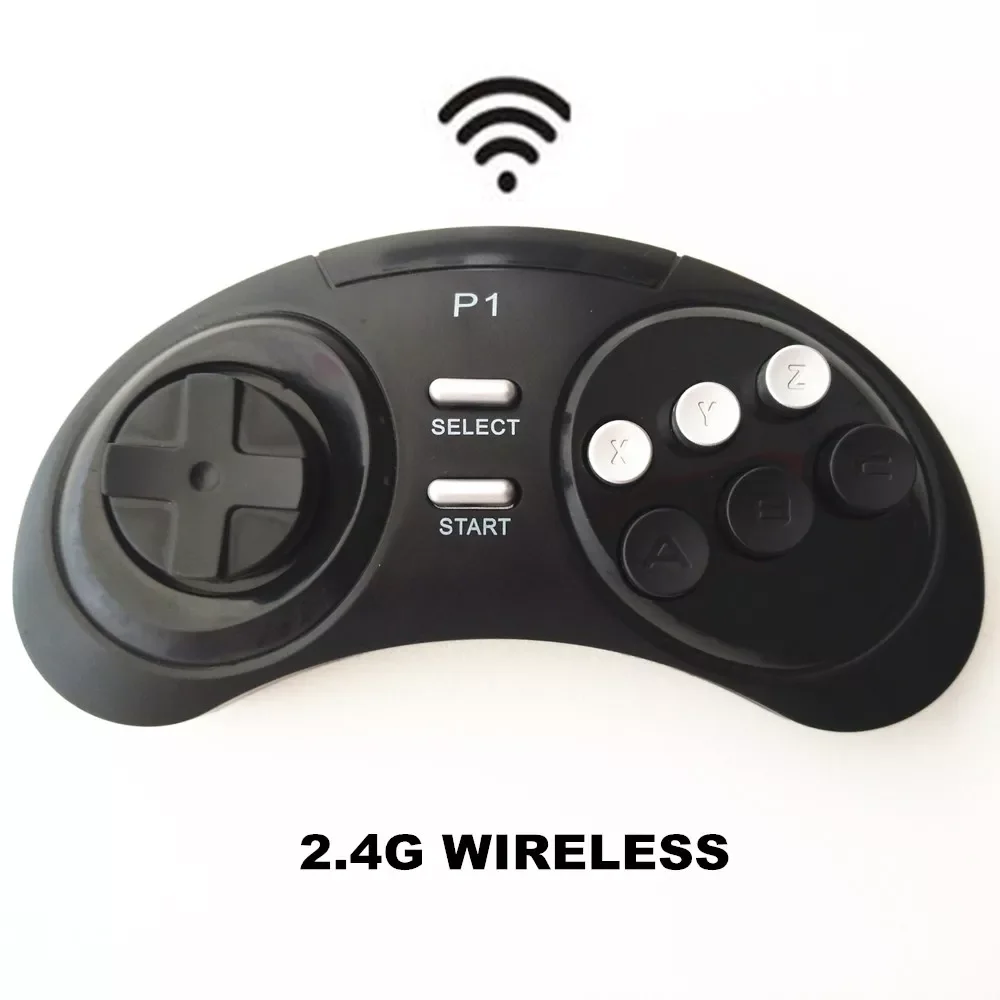 

NEW2023 2.4G Wireless Controller Joystick Gamepad for 16bit Retro Genesis HD Ultra Console