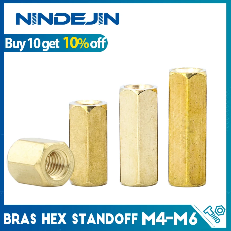 NINDEJIN 2-20pcs Female to Female Brass Hex Standoff Spacer Pillars M4 M5 M6 PCB Standoff for Computer Circuit Board Electronic