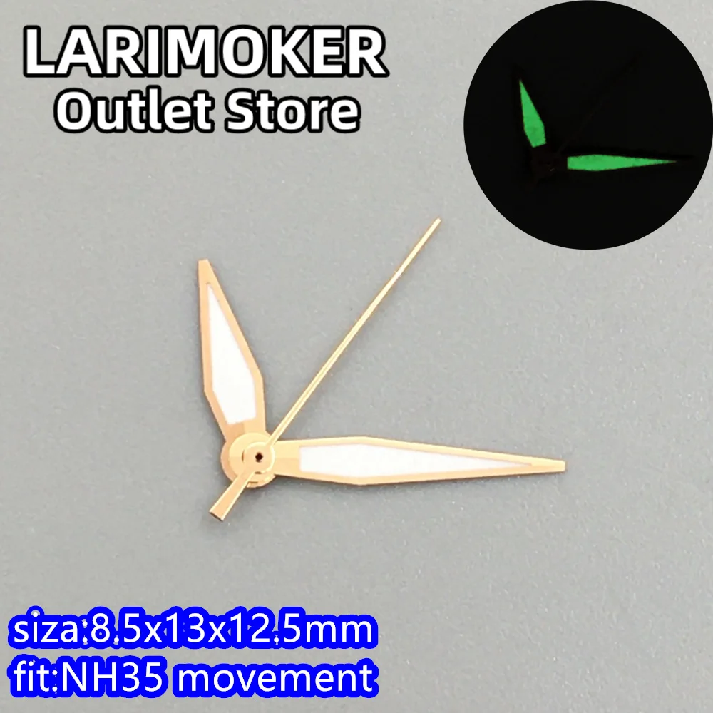 LARIMOKER Новинка NH35 зеленые золотые розовые часы руки светящиеся стрелки подходит