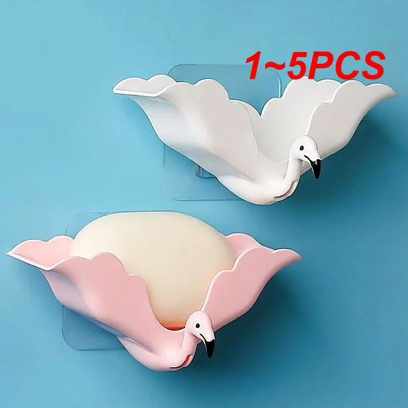 

1~5PCS Cute Cartoon Soap Box New Style Soap Container Soap Dish No Punching Soap Holder Soap Dish With Drain Water Creative