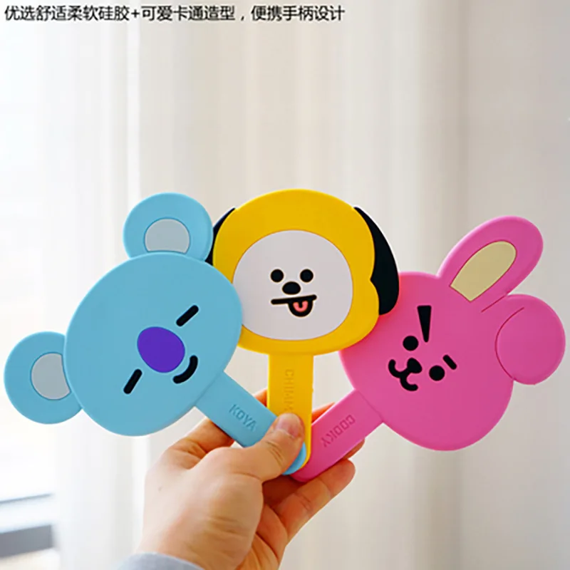 

Kawaii bt21 аниме моделирование Макияж ручной маленький зеркальный мультфильм портативный карманный зеркальный из пвх ручка