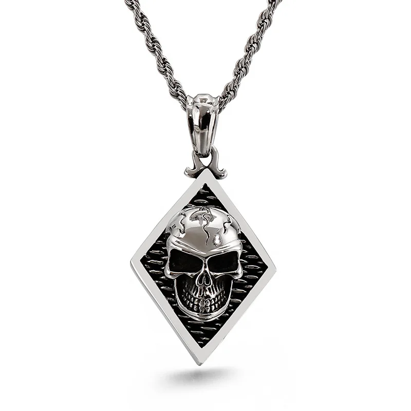 

Personality Punk Skull Diamond Men's Titanium Steel Pendant Hip Hop Hip Hop Necklace Accessories Gifts Chains for Men