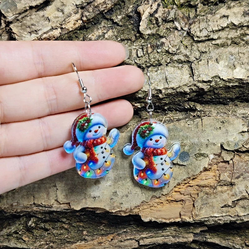 Акриловые серьги Санта-Клауса