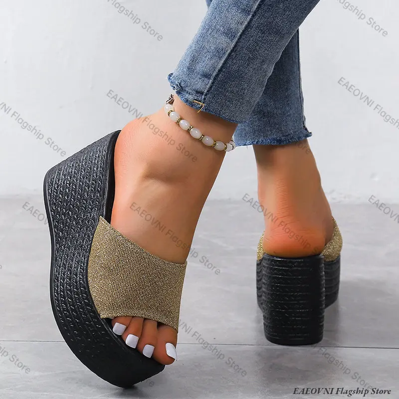 Sandals Summer 2023 Women Slippers Wedges Platform Beach Flip Flops Trend High Heels Ladies Shoes Pumps Thick Slides Sandalias