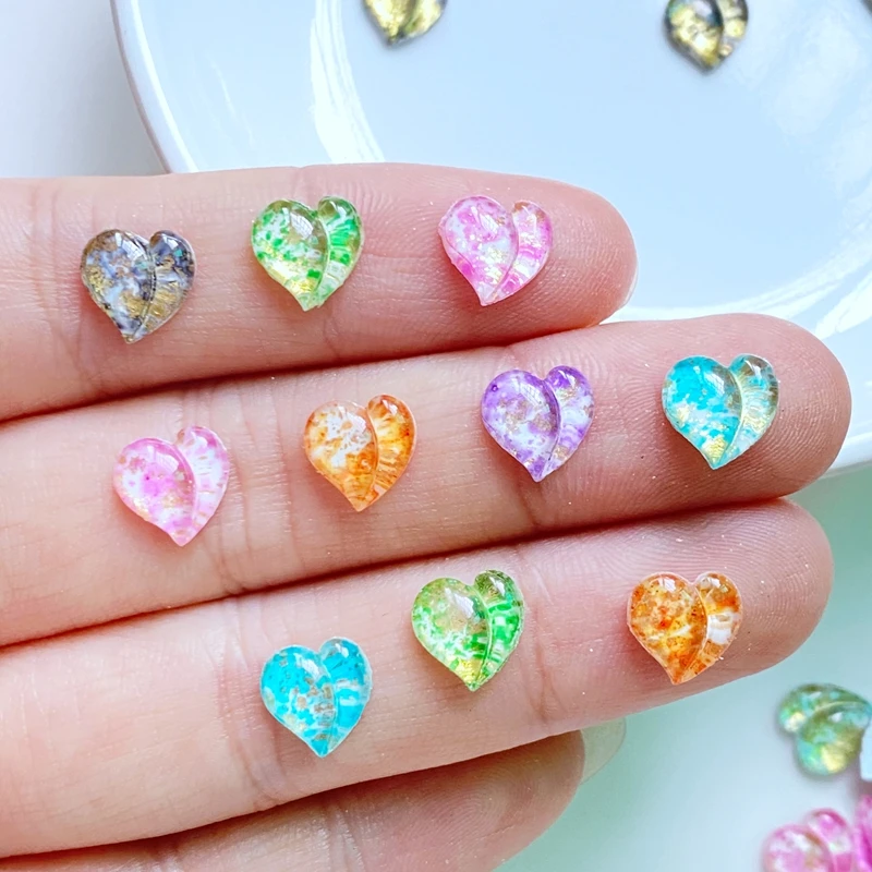 

100Pcs New Cute 8mm Mini Sequins Heart Series Resin Flatback Cabochon Scrapbook Kawaii Embellishments Accessories