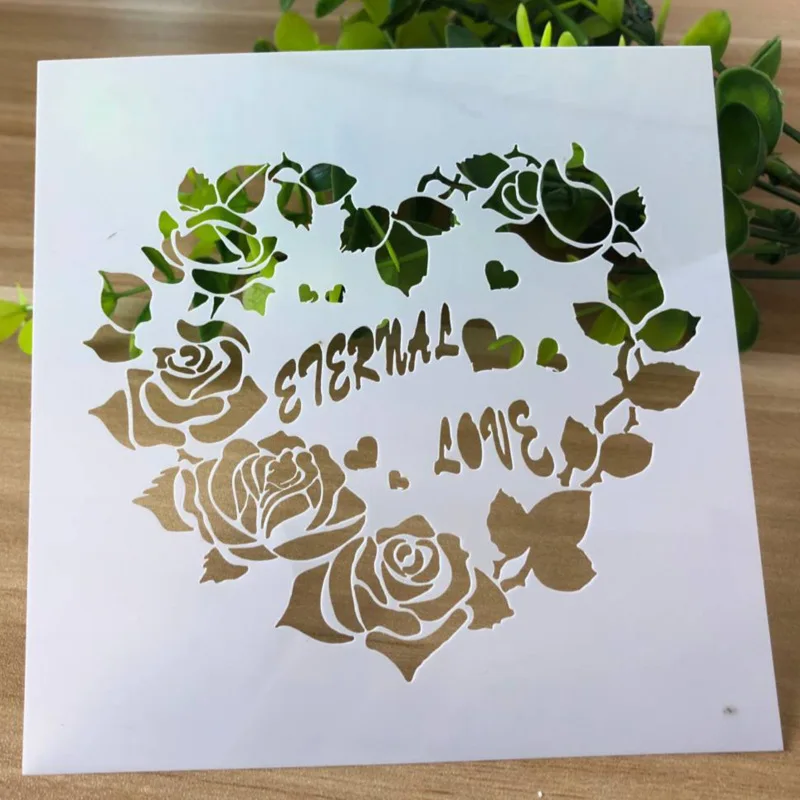

2022 New 1pcs Children's painting Template Creative Flower Love Spray Pattern Hollow Template Plantilla De Troquelado De Flores