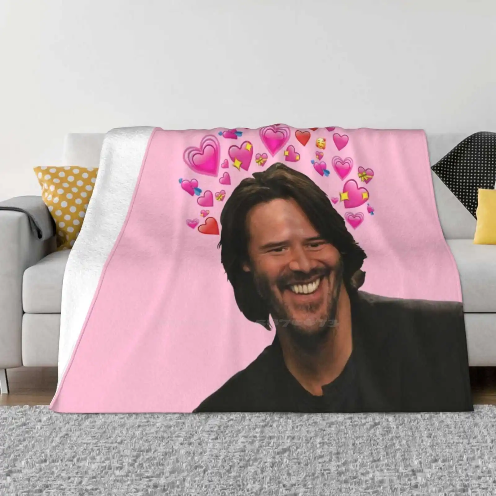 

You’Re Breathtaking Creative Design Light Thin Soft Flannel Blanket Actor Keanu Reeves Cool Awesome Hearts Love Aesthetic Pink