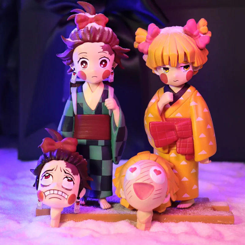 

Kimono Tanjirou Zenitsu Figure Replaceable Head Demon Slayer Second Season Japan Red-light District Kimetsu No Yaiba Figurine