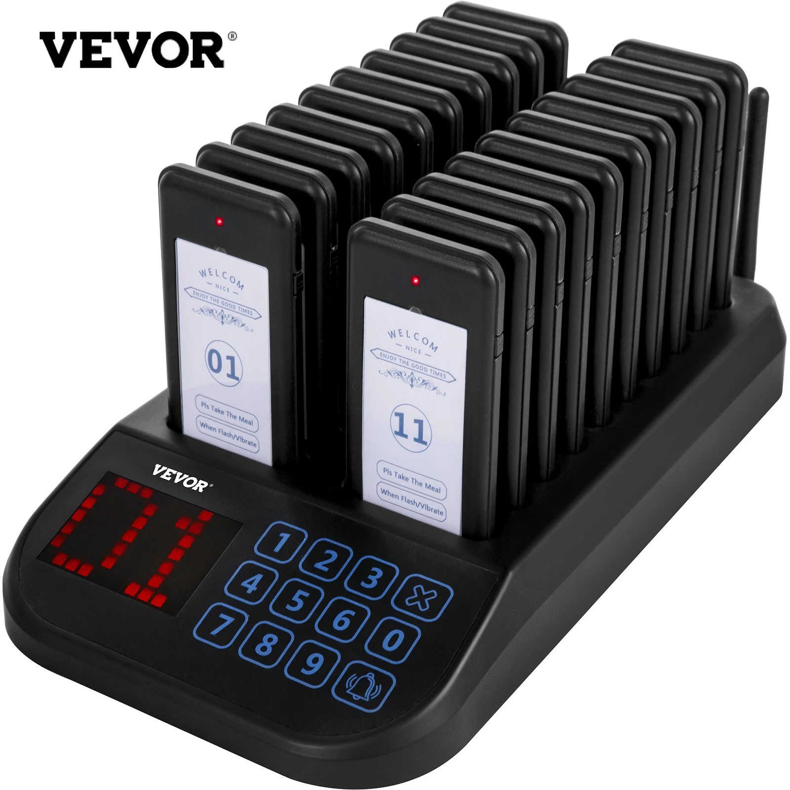 VEVOR Restaurant Pager Calling Paging System 20 Coaster Receiver Restaurants Church Nurse Clinic Queue System Wireless Pagers