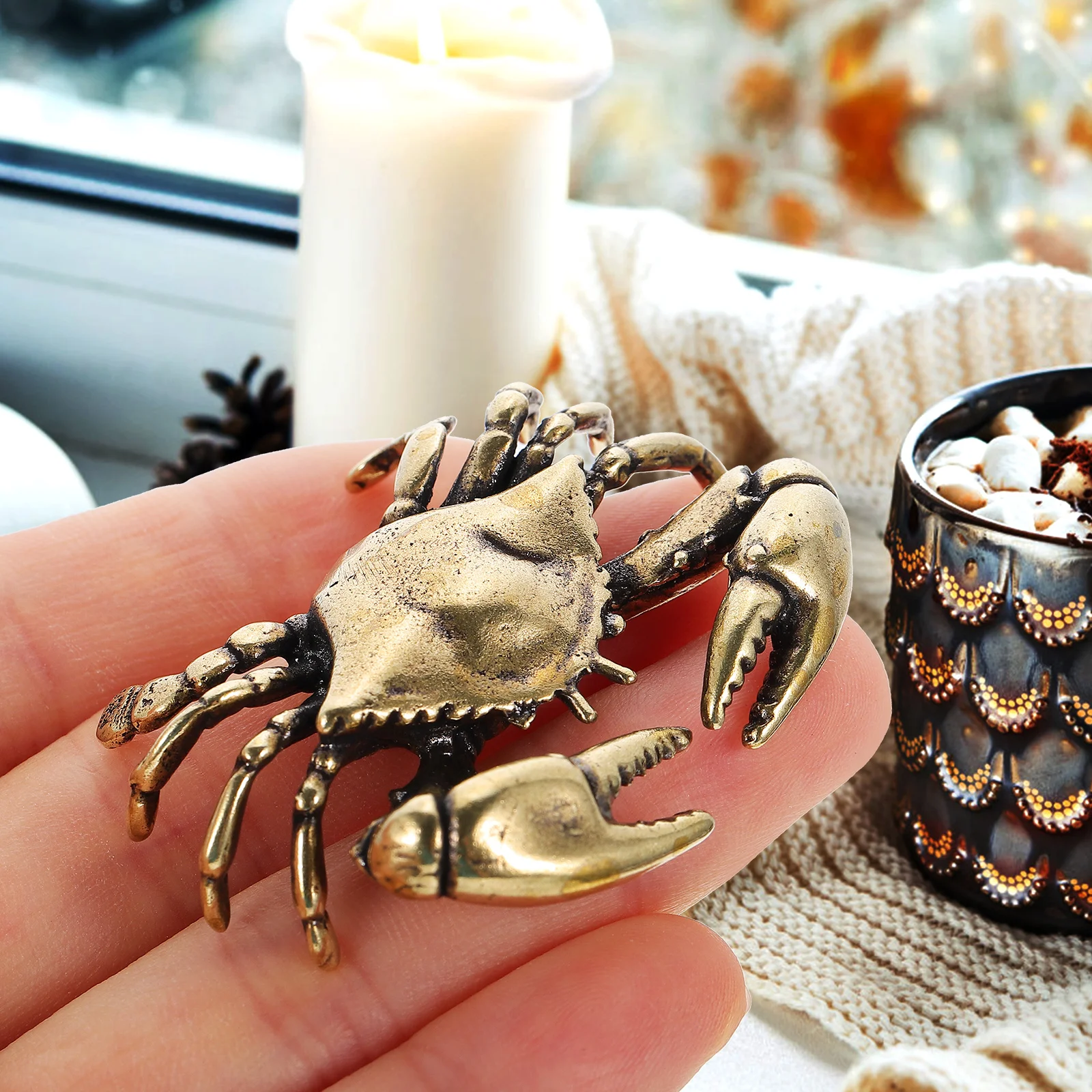 Аксессуары Латунный Краб Винтаж Декор Статуэтка Орнамент Скульптура Настольная