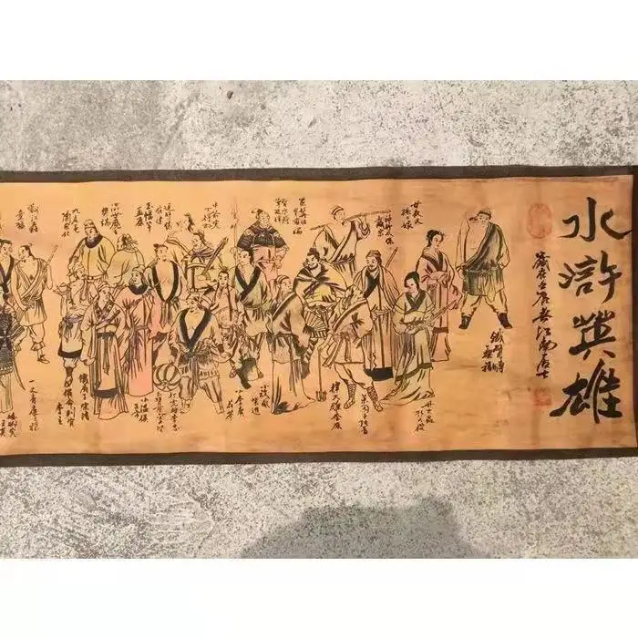 

Water Margin hero 3 meters long roll home decoration painting central scroll painting study living room hanging painting