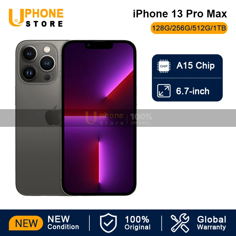 Nuovo Apple iPhone 13 Pro Max 5G Smartphone 6.7 ''Super Retina XDR OLED Display A15 Chip iOS Face ID