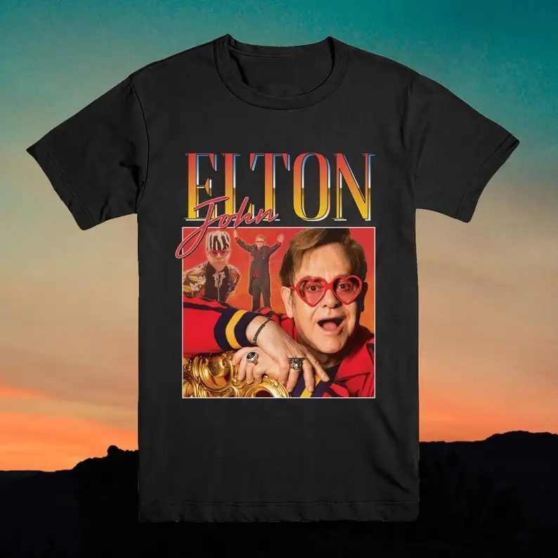 

Elton John Shirt Vintage Homage T-shirt Top Shirt Tee 90's 80's Music Icon Musician