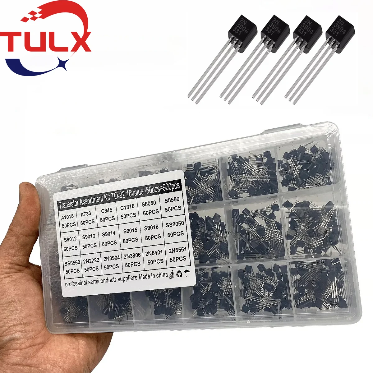900Pcs/Box 18Values TO-92 Transistor Assortment Kit 2SA1015 2SA733 2SC945 2SC1815 S8050 S8550 S9012 S9013 S9014-2N5551 NPN/PNP - купить по
