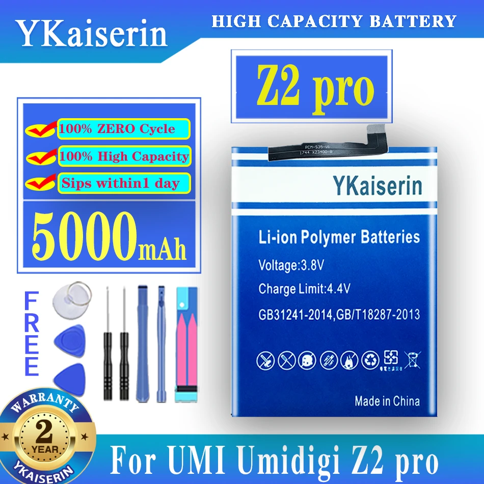 

Аккумулятор большой емкости ykaisсеребрин Z2 Pro 5000 мАч для UMI UMIDIGI Z2Pro, сменный аккумулятор + номер отслеживания