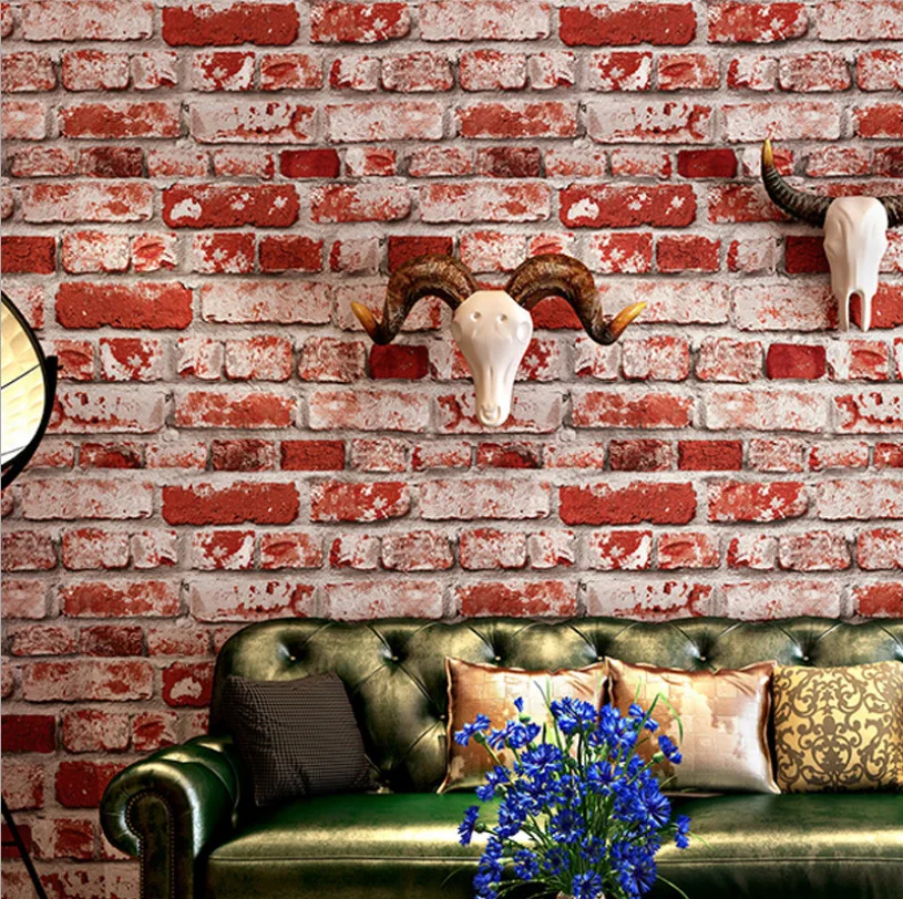 

3D Cement Brick Pattern Imitation Brick Wallpaper Restaurant Bar Industrial Wind Wallpaper Wallpap