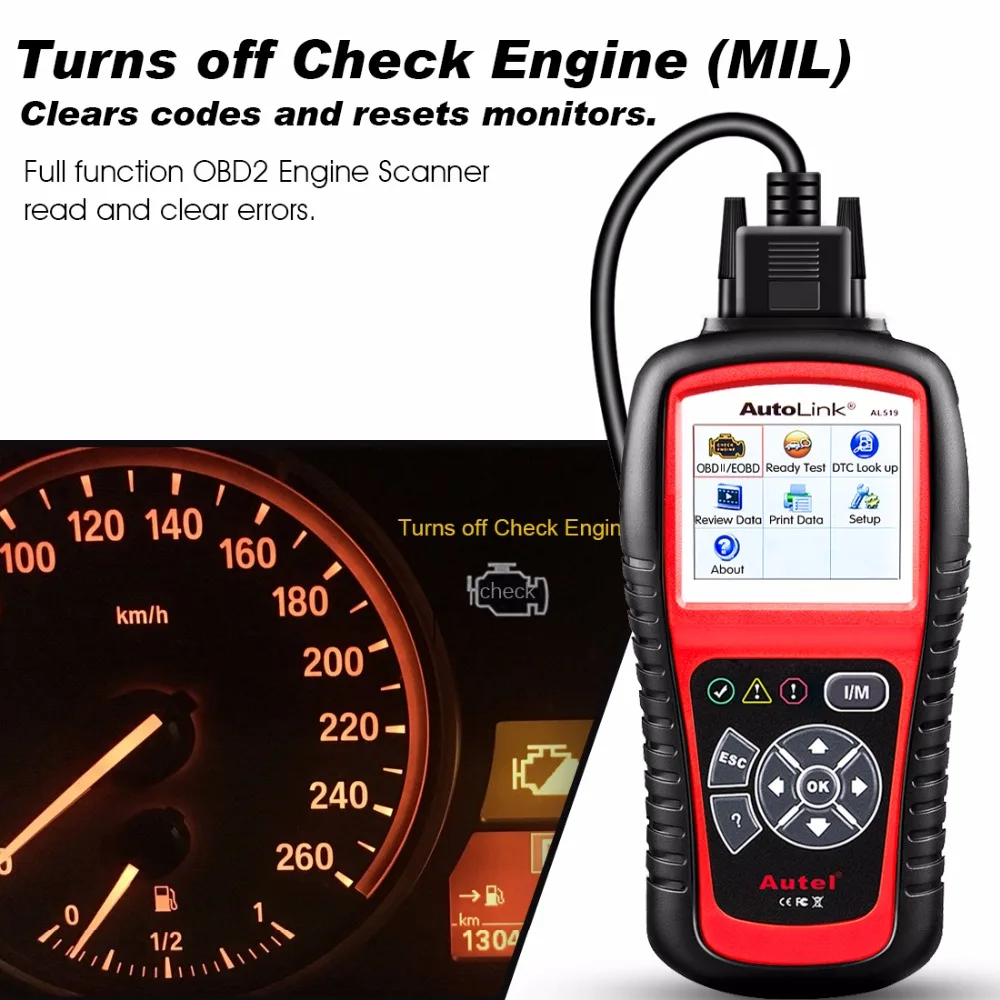 Оригинальный Autel AL519 OBD2 сканер автомобильный диагностический инструмент AutoLink OBD ll