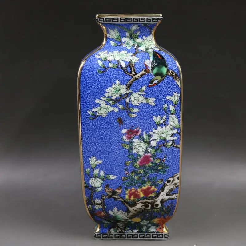 

Antique Porcelain Collection of Enamel Colored Flower and Bird Square Antique Porcelain in Qianlong Period of Qing Dynasty