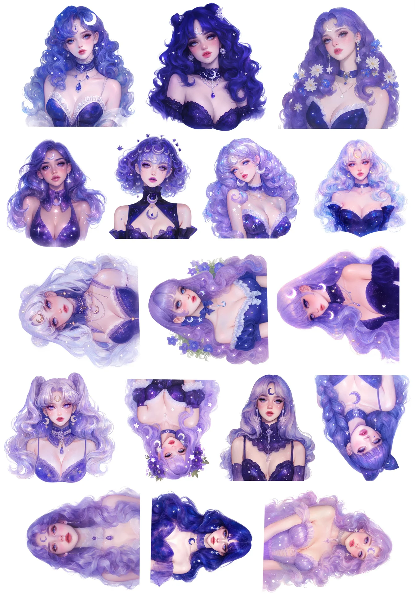 

17 шт. стикеры "Богиня Луны" BLINGIRD