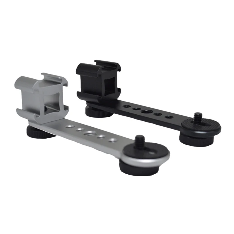 

Triple Cold Shoe Mount Bracket Extension Bar With 1/4 Inch & 3/8 Inch Thread Gimbal Stabilizer Tripod Metal Three Head Cold Boot