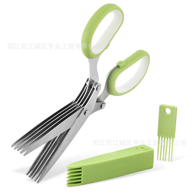 

Multifunctional Muti Layers Stainless Steel Knives Multi-Layers KItchen Scissors Scallion Cutter Herb Laver Spices Cook Tool Cut