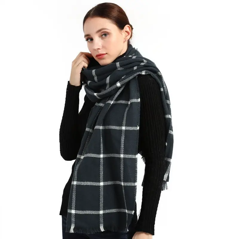 

Fashion Plaid Print Cashmere Scarves Women Winter Warm Shawls Wraps 180*60cm Long Kerchief Pashmina Shawl Neck Scarf For Ladies