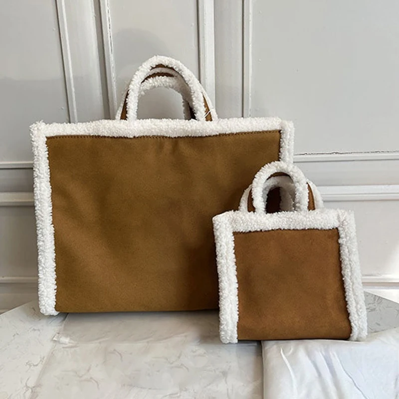 

Plush Tote Bag For Women Large Capaity Shoulder Bag Fashion Lamb Shopping Bags crossbody bags for women designer bags