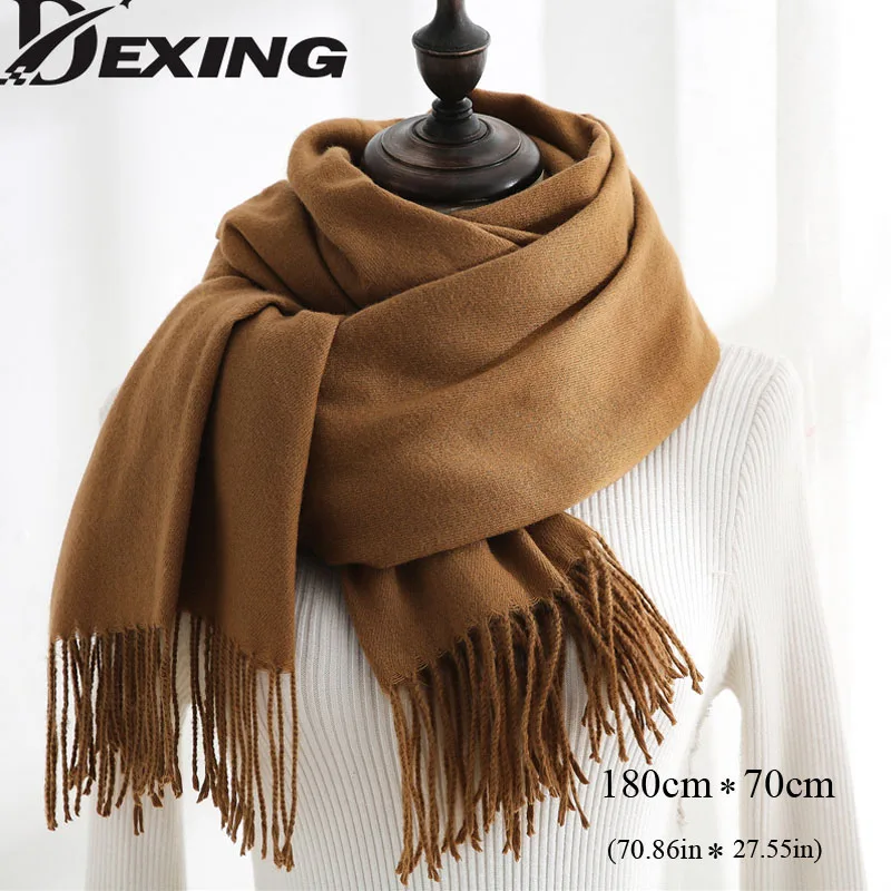 

New British Style Solid Autumn Winter Scarf for Women Versatile Warm Imitation Cashmere Shawl 70*180cm