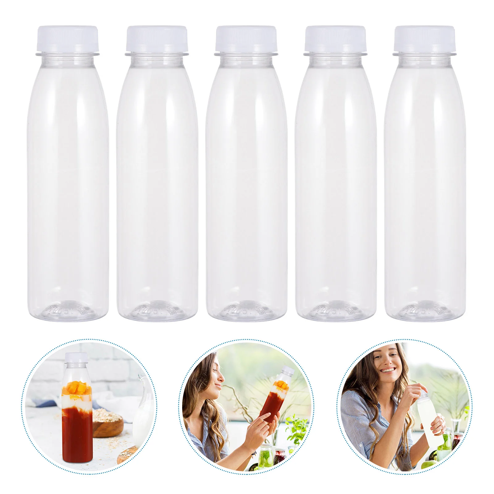 Bottles Plastic Milk Empty Clear Lids Beverage Reusable Bottle Containers Container Water Smoothie Drink Jug Pouches Party Bulk