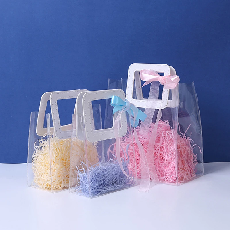 

Cosmetic Candy Packing Box Transparent PVC Flower Bouquet Bagging Florist Decoration Tote Clear Bag Packaging Bag