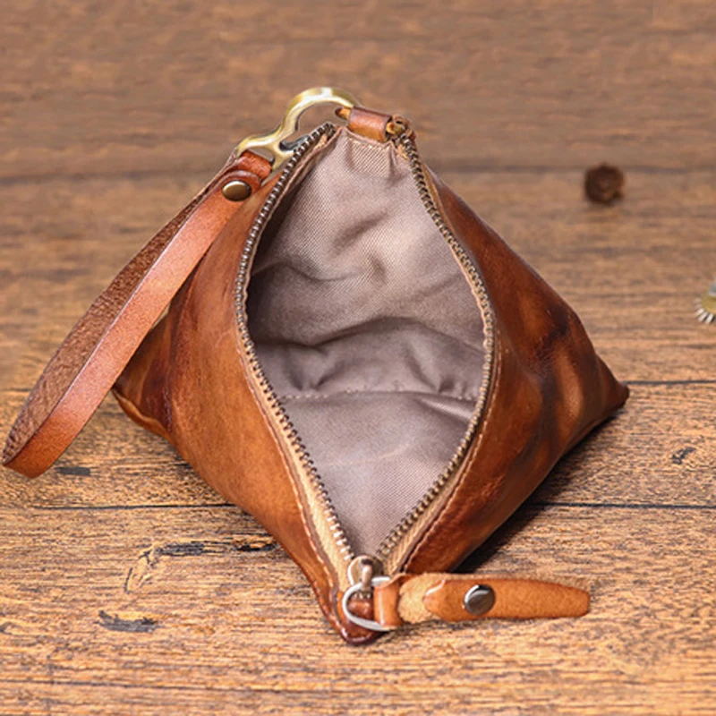 Vintage Small Coin Purse for Female Genuine Leather Retro Mini Change Purses Key Bag Card Holder Clutch Bag