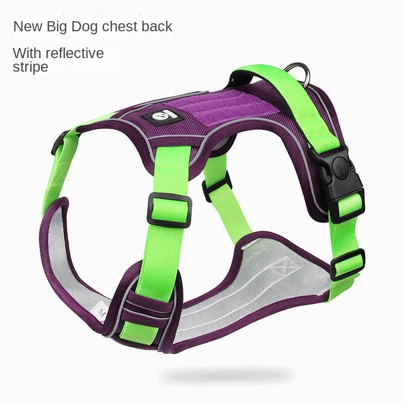 

Reflective Dog Harness and Leash Set For Walking Explosion-proof Punch Labrador Medium Large Dog Vest Chest Strap Pet Supplies