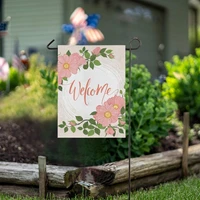 welcome hello pink floral wreath frame garden flag welcome home house flags double sided yard banner outdoor decor banner for ou
