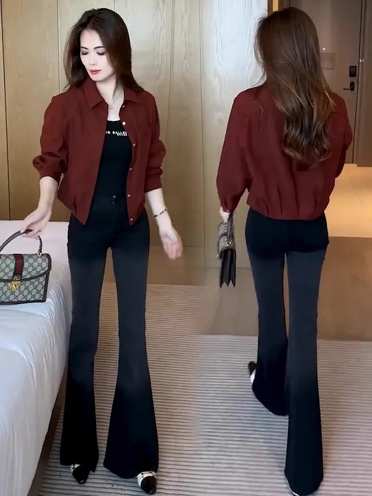 Fashion Age-Reducing Short Cardigan Outerwear Women 2024 Spring and Autumn New Loose Small Single-Breasted Polo Top