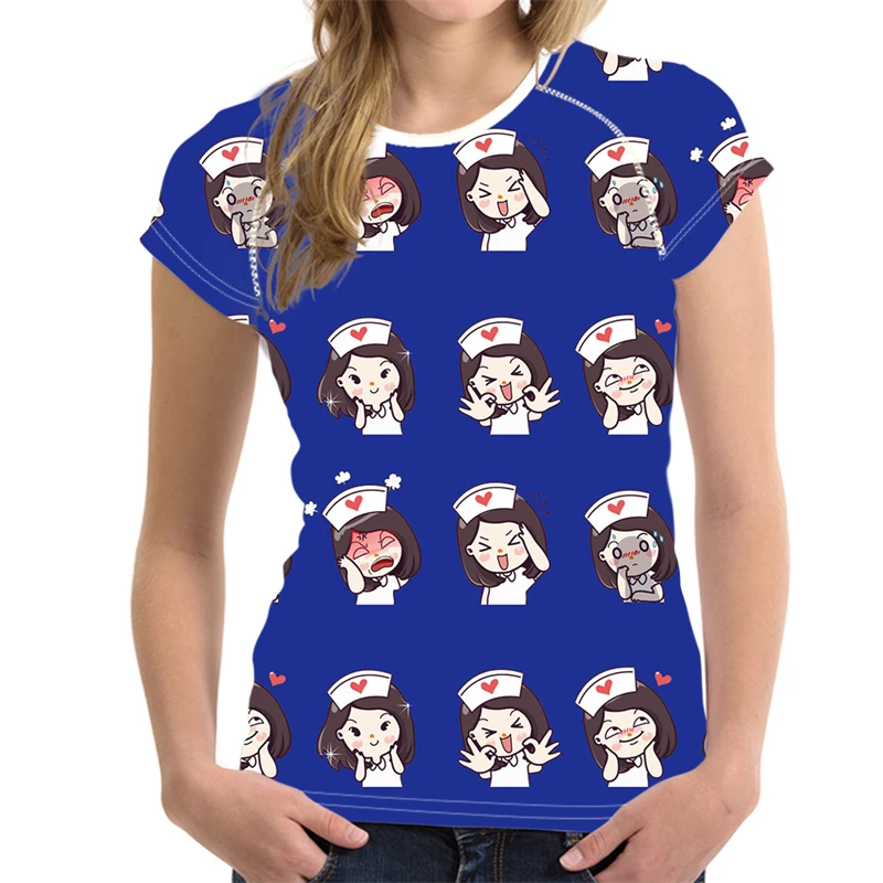 

Футболка женская с 3D-принтом и коротким рукавом, милая медсестра, Свободный Повседневный Топ с графическим принтом, большие размеры, на лето