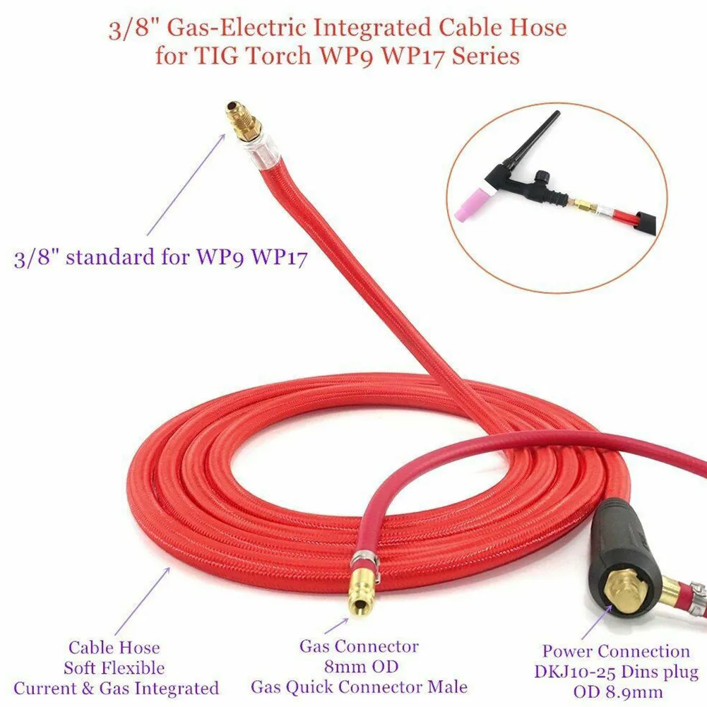 

WP9 WP17 TIG Welding Torch Cable Hose 300CM Argon Air Cooled Soft Flexible 8mm Quick Connector Semi Auto TIG Welding Machine