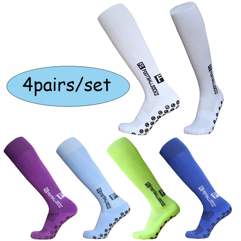 

4 Pairs/Sets Long FS Football Socks Grip Non-Slip Sports Socks Professional soccer Socks calcetas antideslizantes de futbol