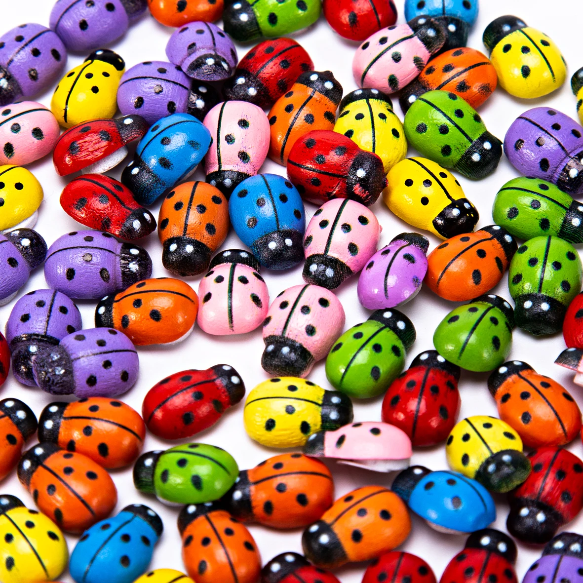 

100pcs 9x13mm Wood Ladybirds Ladybug Self Adhesive Crafts Cardmaking Easter DIY Toppers Stickers Embellishments For Scrapbooking