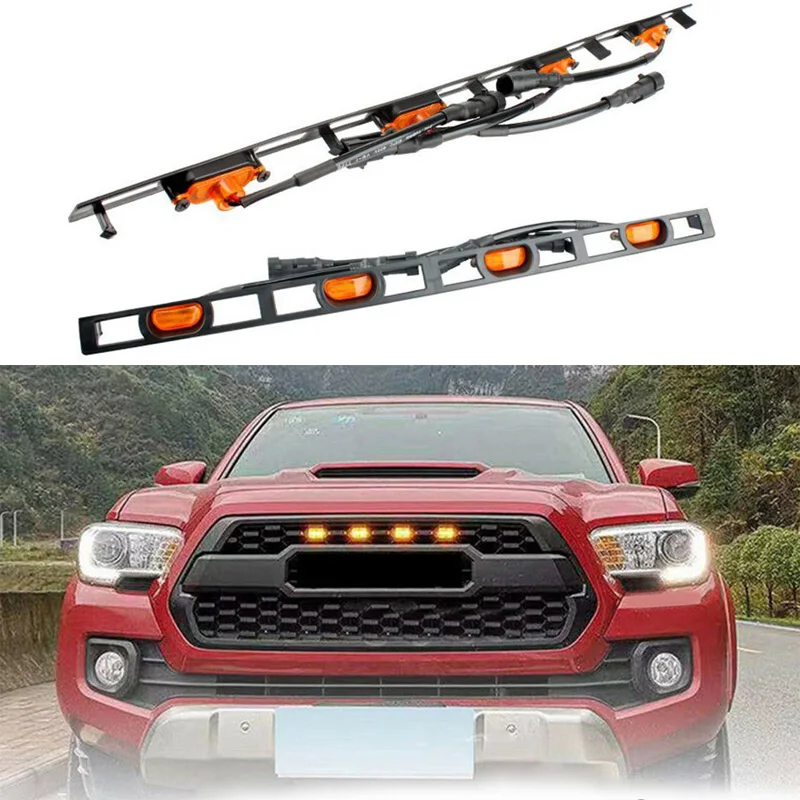 

4pcs White/Yellow Light Front Bumper Center Grille Grill LED Lamp Compatible With accessory For Car PickupTruck SUVTrailer12-24V