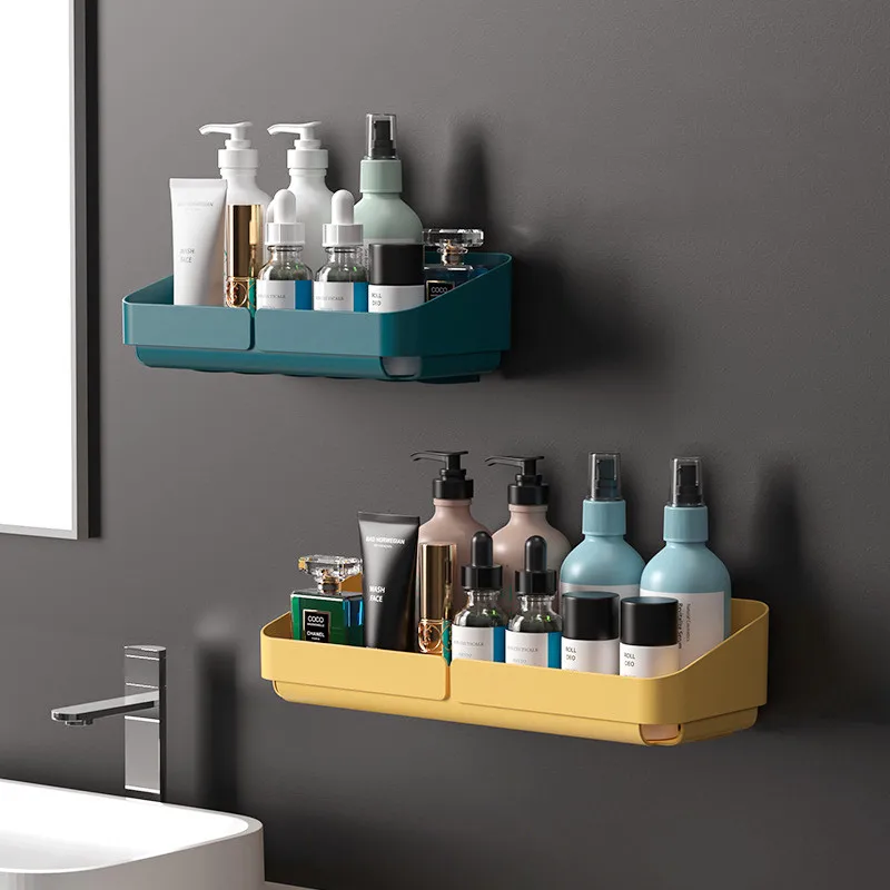 

Bathroom Accessories Shelf Storage Organizer Unit Wall Mounted Kitchen Factory Tray Bath Cosmetics Decrative Without Drilling